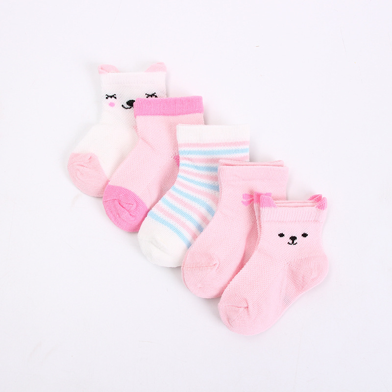 Spring and Summer thin children's mesh mid-calf socks combed cotton cartoon cute infant breathable children's socks