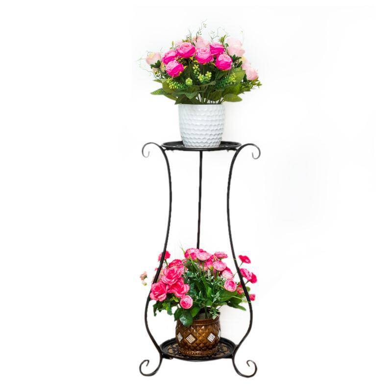 Factory wholesale indoor living room double-layer simple wrought iron flower stand courtyard balcony floor fleshy green flower stand