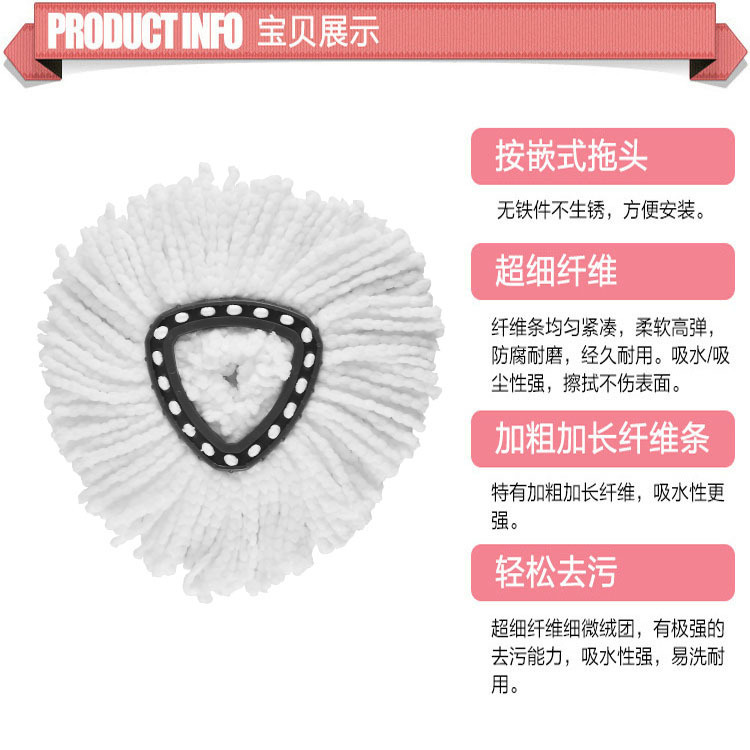 Fit O-Cedar/Vileda triangle mop head microfiber 360 degree rotating mop accessories replacement head