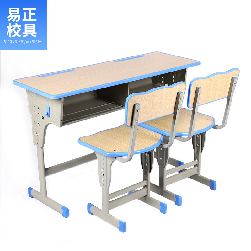Double School Desks and Chairs for Primary and Secondary School Students, School Tutoring Classes and Training Classes, Liftable Desks and Chairs, Manufacturers Wholesale