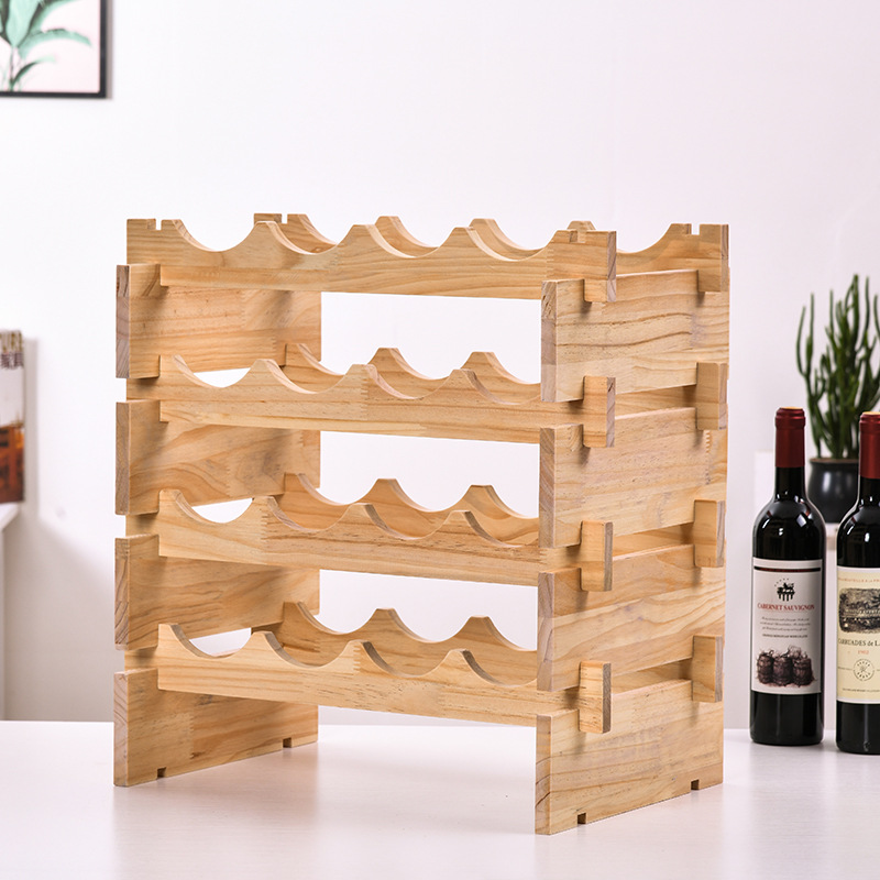 Solid Wood Household Red Wine Rack Creative Wine Rack Wooden Wine Bottle Storage Rack Red Wine Bottle Rack Wine Cabinet Rack