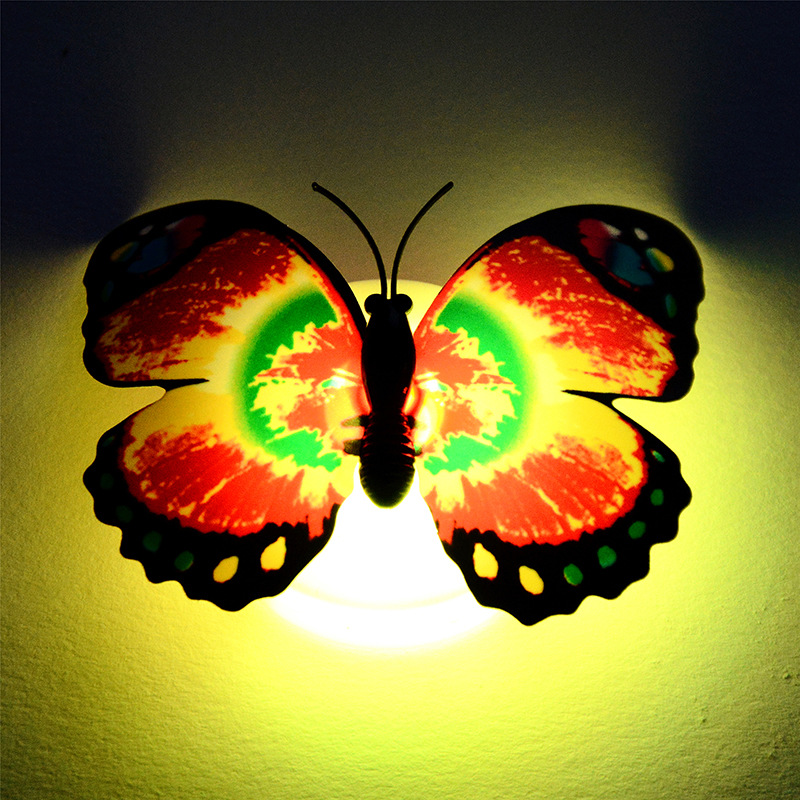 Creative colorful butterfly night light can be pasted LED decorative wall lamp luminous butterfly stall supply wholesale