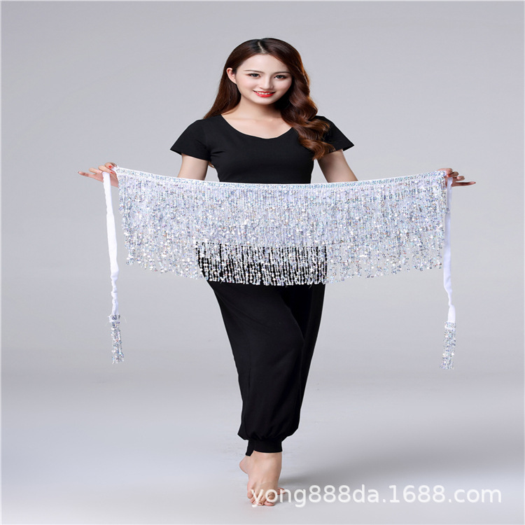 Halloween in stock Belly Dance Performance Costume ds Sequins Tassel Hips Bead Pieces Waist Chain Indian Dance Waist Towel Wholesale