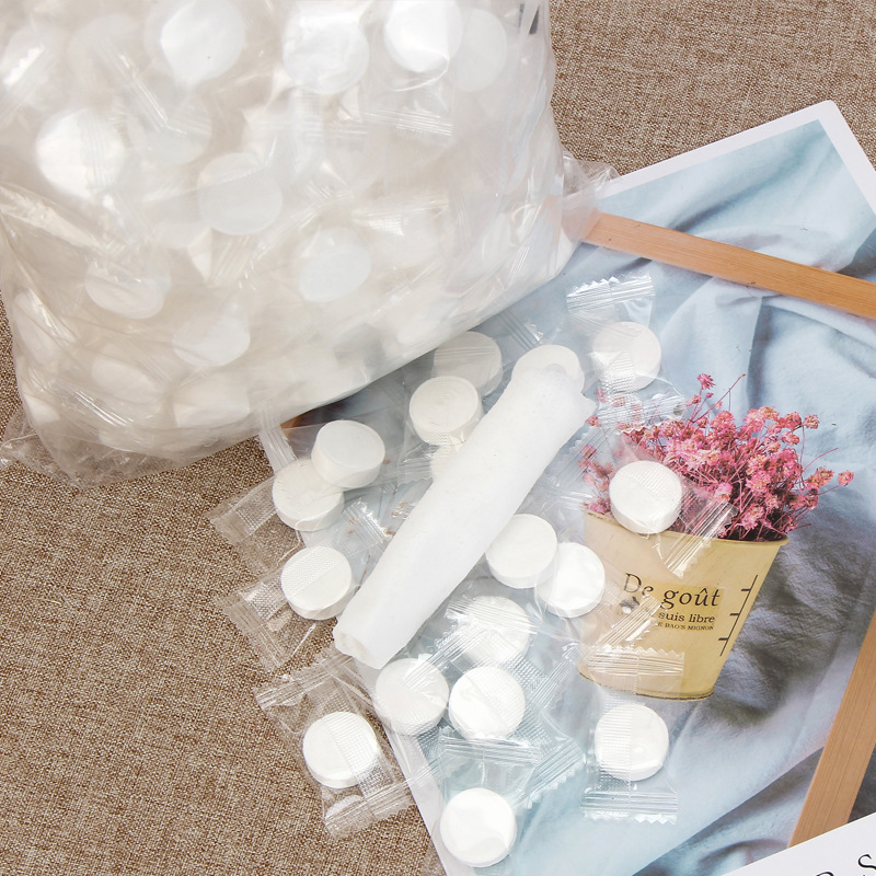 Disposable Fiber Nonwoven Compressed White Towel Cotton Candy Separate Packaging Portable Cleansing Face Towel