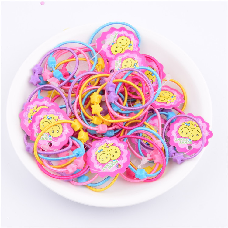 Children's hair accessories hair band cartoon beads children's color rubber band children's double beads rubber band children's hair accessories rubber band two yuan shop