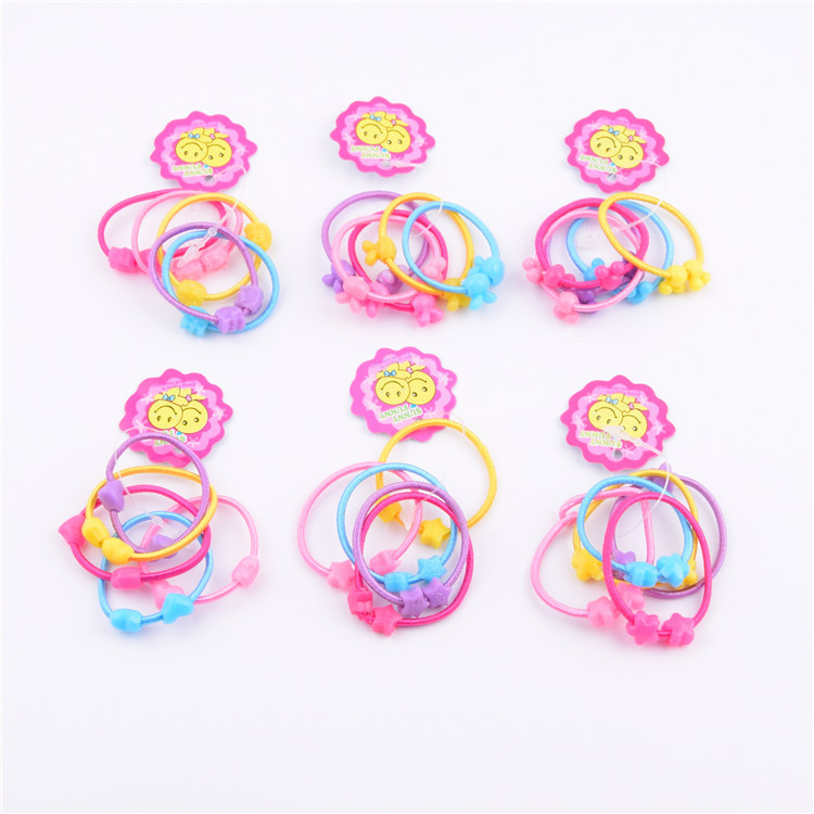 Children's hair accessories hair band cartoon beads children's color rubber band children's double beads rubber band children's hair accessories rubber band two yuan shop