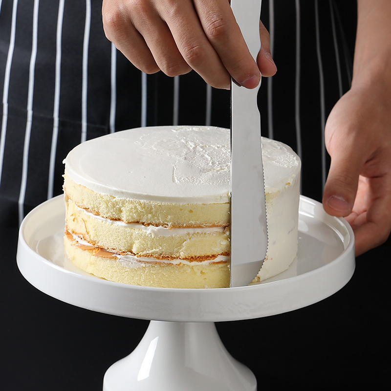 Island birthday cake shovel stainless steel wooden handle triangle shovel cheese knife pizza steak shovel kitchen baking tool