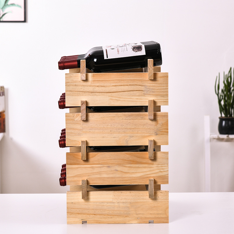 Solid Wood Household Red Wine Rack Creative Wine Rack Wooden Wine Bottle Storage Rack Red Wine Bottle Rack Wine Cabinet Rack