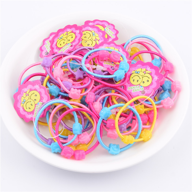 Children's hair accessories hair band cartoon beads children's color rubber band children's double beads rubber band children's hair accessories rubber band two yuan shop