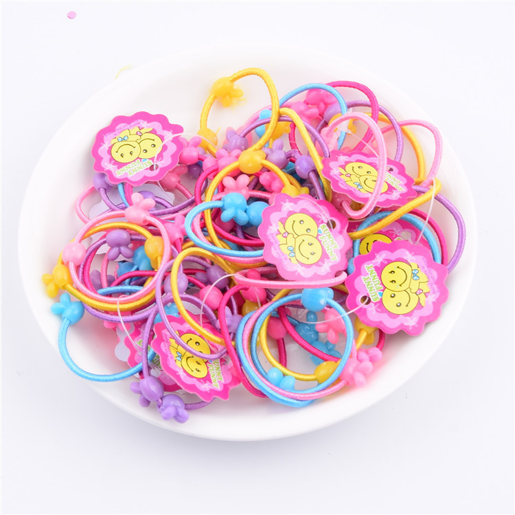 Children's hair accessories hair band cartoon beads children's color rubber band children's double beads rubber band children's hair accessories rubber band two yuan shop