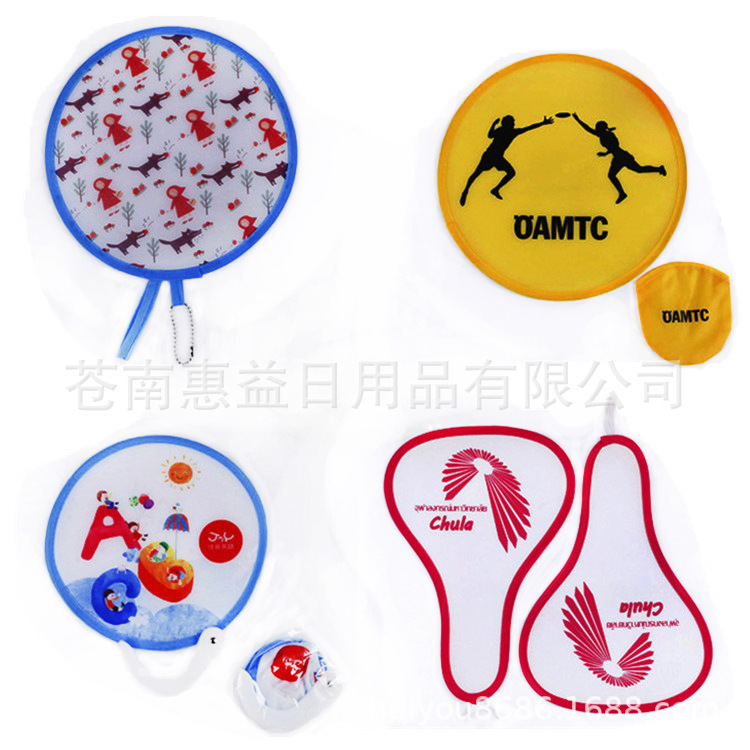 Spot Polyester Folding Frisbee Round Fan Handle Nylon Round Fan logo Printing Advertising Gift Portable UFO