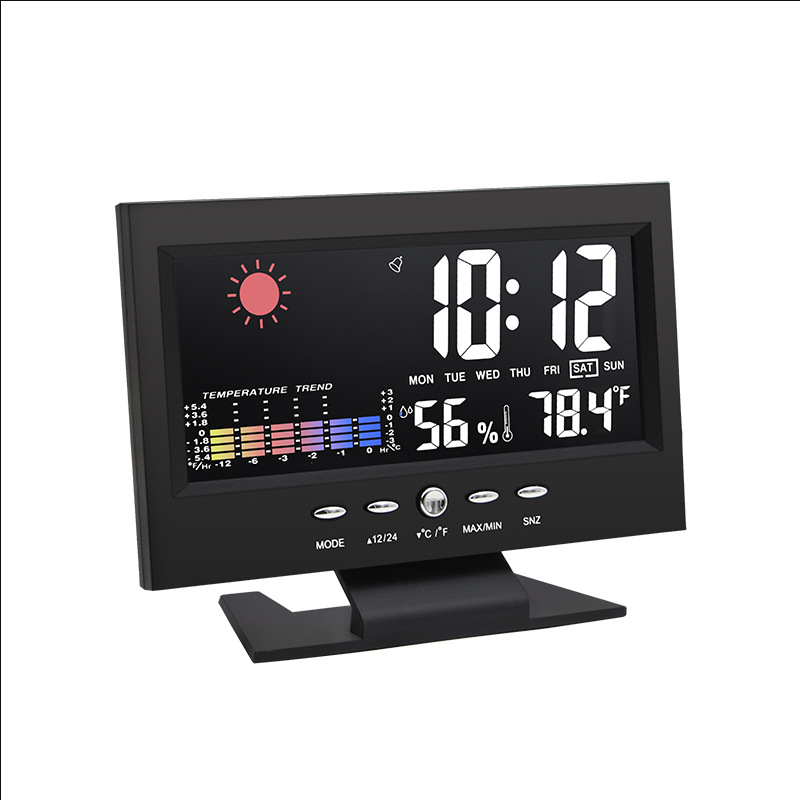 Cross-Border Large-Screen Weather Clock 8082t Weather Clock Color Screen Display Temperature and Humidity Home Voice-Activated Digital Alarm Clock