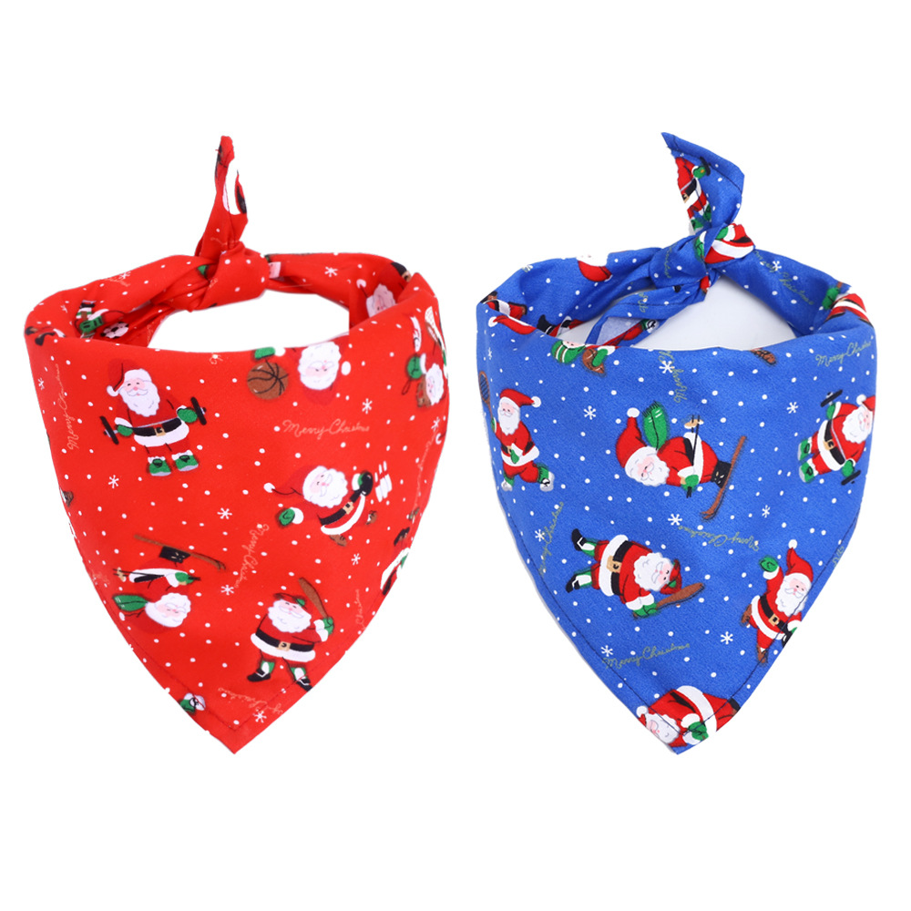 Cross-Border Amazon Christmas Pet Saliva Scarf Cotton Triangle Scarf Dog Scarf Cat Scarf Accessories Can Be Customized