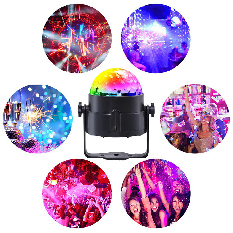 Remote Control Car Charger USB Cable Led Crystal Mini Magic Ball Stage Light Car Dj Light Colorful Voice-Controlled Rotating Light