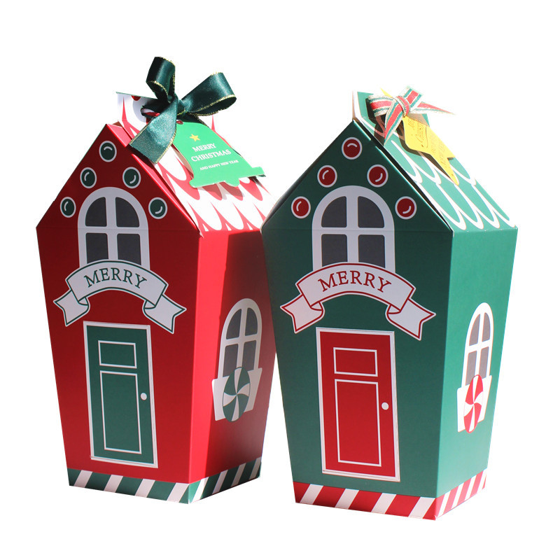 New Christmas Cookie Box Christmas Candy House Box Nougat Snowflake Crisp Packaging Box Holiday Gift Blind Box
