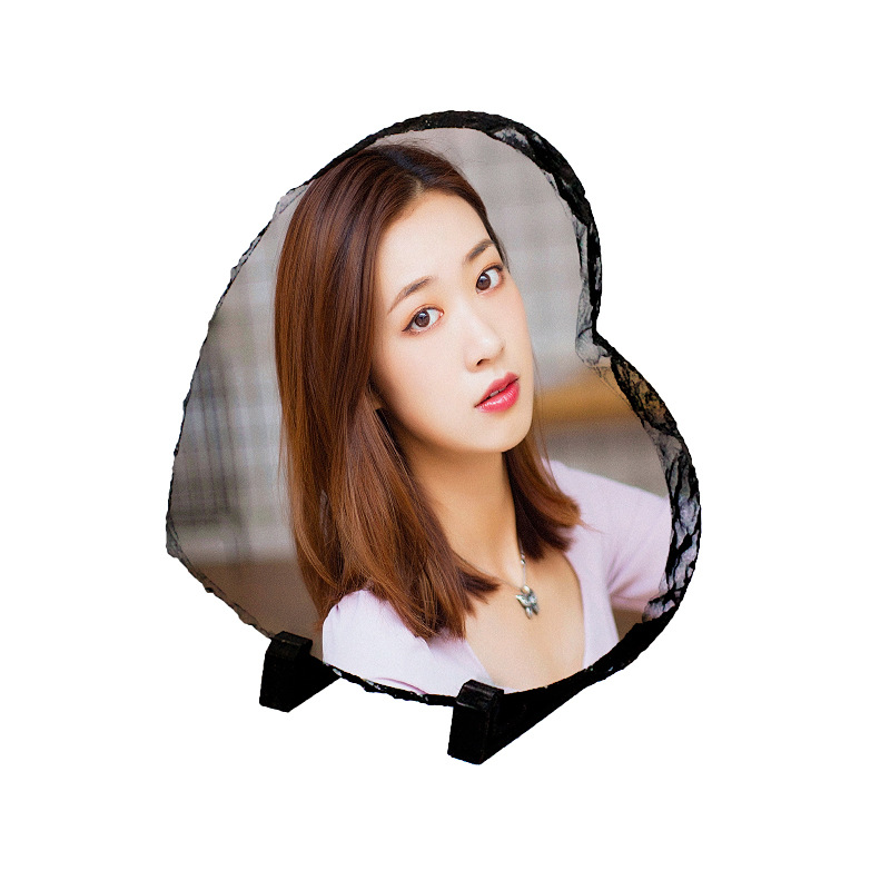 Cross-border thermal transfer slate painting coated blank rock slate painting sublimation stone painting heart-shaped slate painting matte