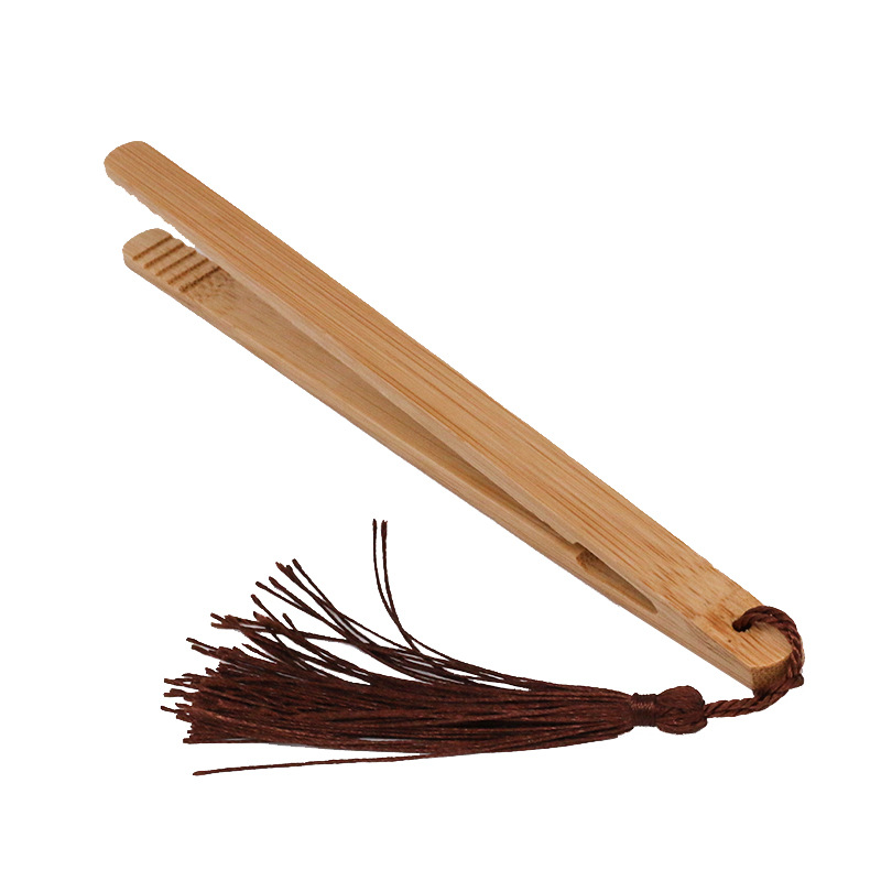 Factory direct wholesale bamboo tea clip creative tea ceremony with bamboo clip carbonized tea set Tea Cup clip logo