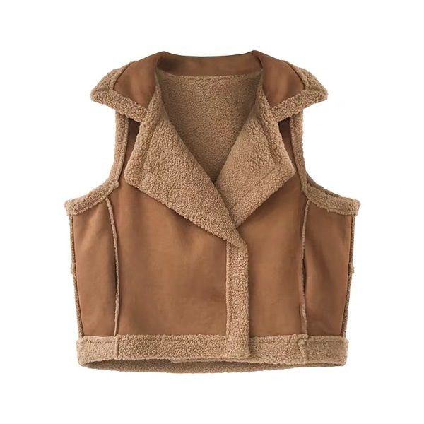 Lamb Wool Vest Women's Autumn and Winter New Loose bf Sleeveless Vest Waistle Fur One-piece Suede Vest Jacket