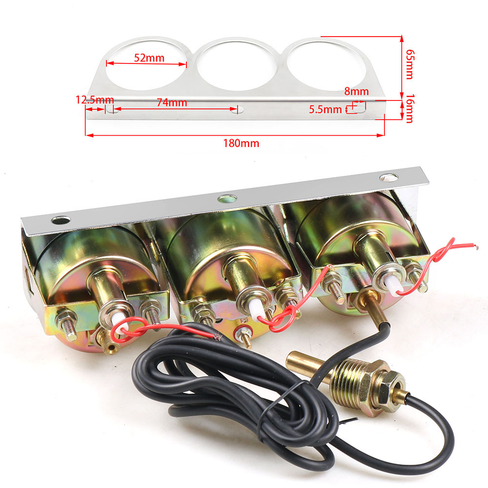 Car modification instrument 52mm mechanical water temperature hydraulic voltage three-in-one 2-inch triple meter combination instrument