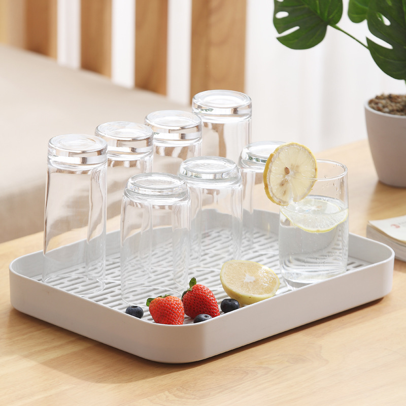 Drain Tray Plastic Tray for Tea Cup Double-Layer Drain Tea Tray Household Drain Rack Kitchen Tableware Storage