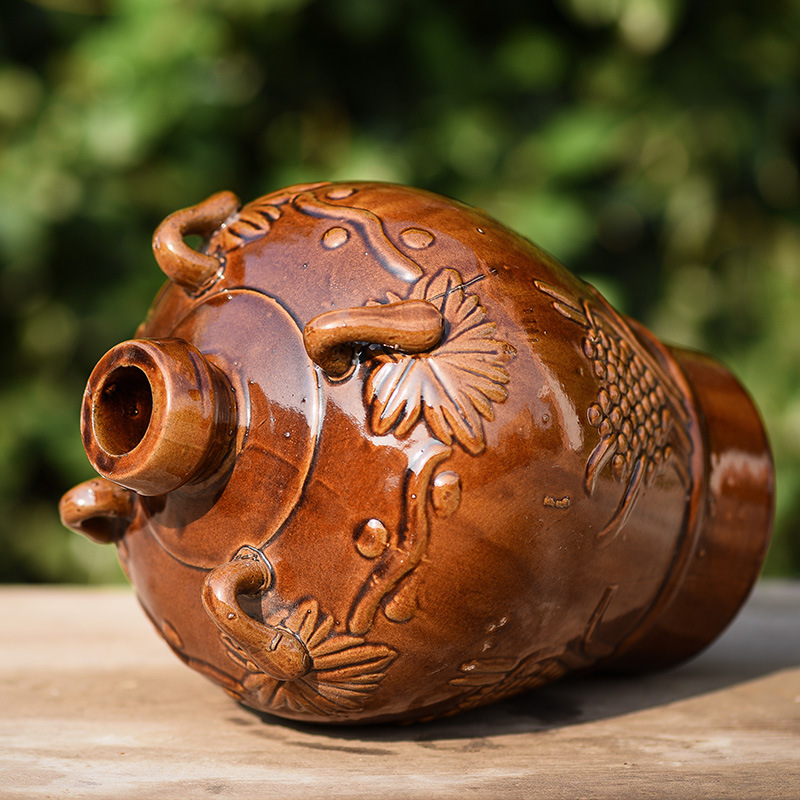 3 Jin four ears can hold red and yellow liquor Yixing purple sand ceramic wine bottle wine jar