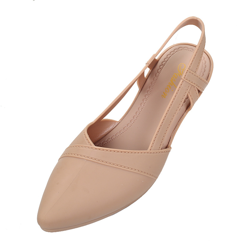 Fashionable casual low-cut flat all-match plastic sandals women's outer wear summer wedge pointed jelly sandals