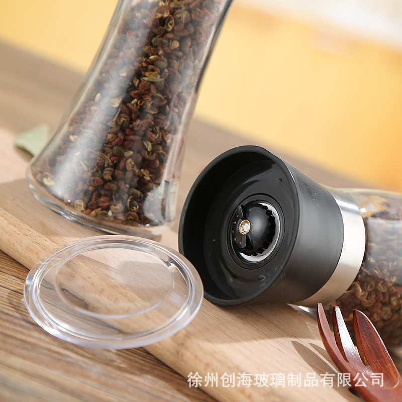 Hot Selling 304 Stainless Steel Pepper Grinder Pepper Seasoning Grinder Manual Glass Bottle Spice Grinder