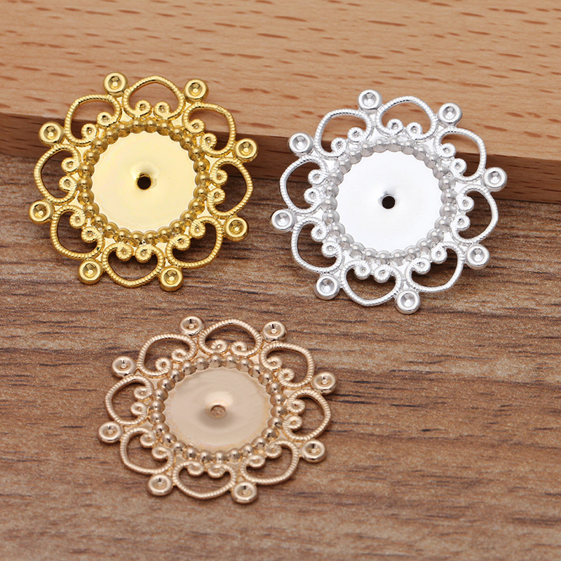 Pickled copper plated 7-color 28mm flower piece into 12mm (05508) creative handmade diy material