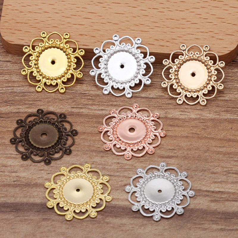 Pickled copper plated 7-color 28mm flower piece into 12mm (05508) creative handmade diy material