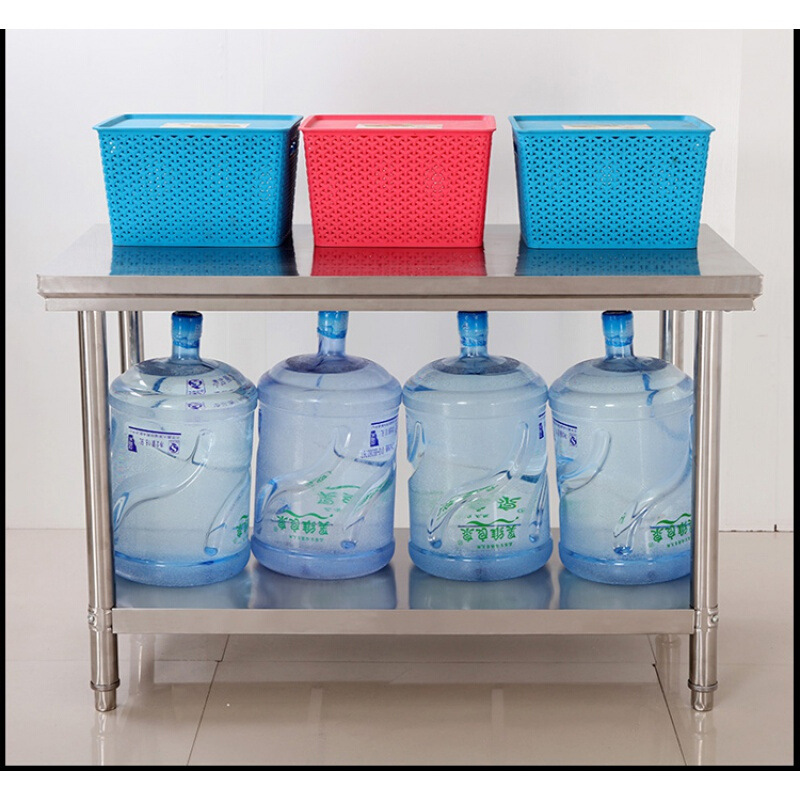 Factory Outlet Thickened Stainless Steel Workbench Double-layer Kitchen Console Work Packaging and Cutting Commercial Pocket Desk