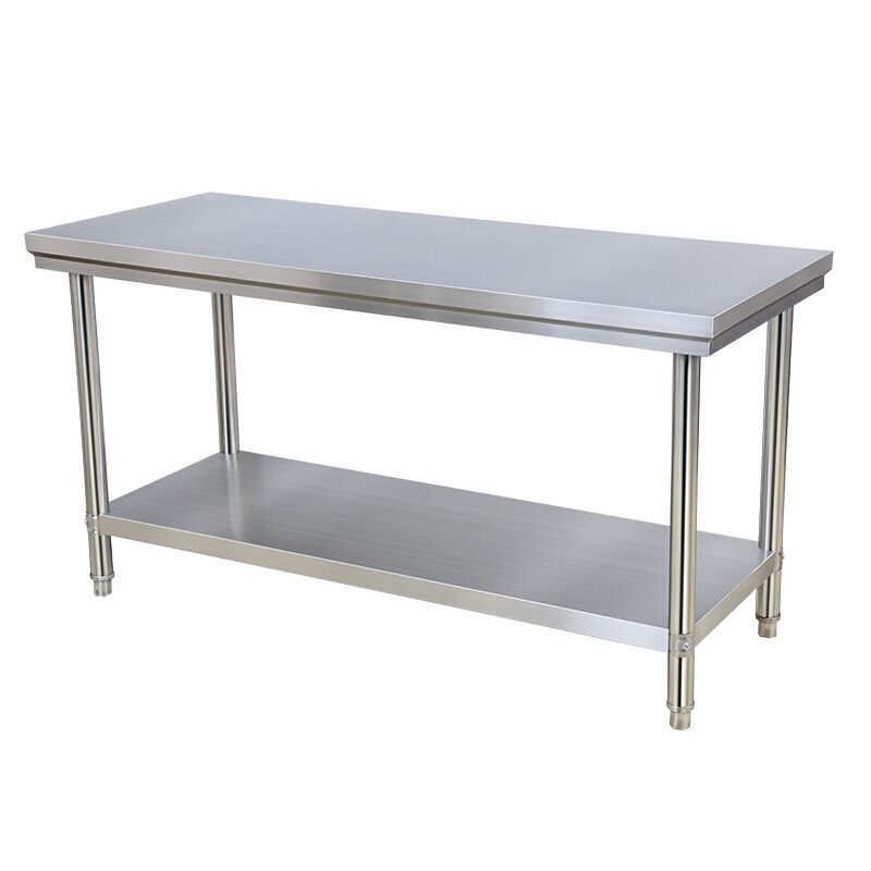 Factory Outlet Thickened Stainless Steel Workbench Double-layer Kitchen Console Work Packaging and Cutting Commercial Pocket Desk