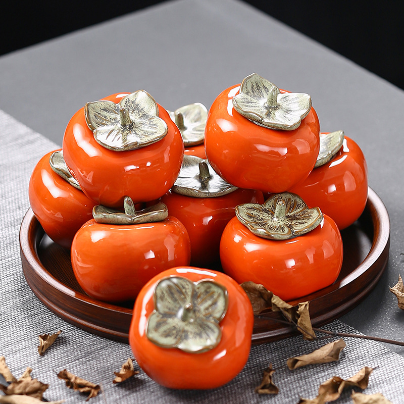 Persimmon Tea Pot Persimmon Ruyi Candy Pot Wedding Gift Candy Pot Ceramic Small Candy Pot Special Price