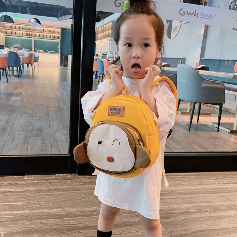 New Super Popular Kidsren's Baby Canvas Backpack Korean Style Fashionable Kindergarten Boys and Girls Backpack Cute School Bag Trendy