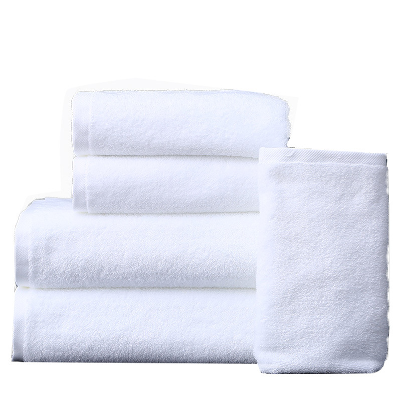 Hotel cotton white towel bath towel suit lengthened beauty salon embroidery cotton towel a batch of lint-free