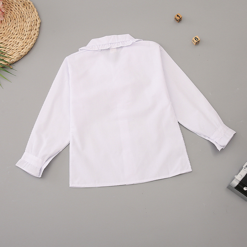 Student Children's Shirt Boys White Shirt Girls Round Neck White Shirt School Uniform White Shirt Sweat Absorbing No Wrinkles