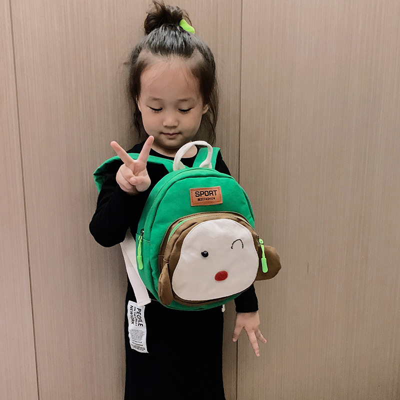 New Super Popular Kidsren's Baby Canvas Backpack Korean Style Fashionable Kindergarten Boys and Girls Backpack Cute School Bag Trendy