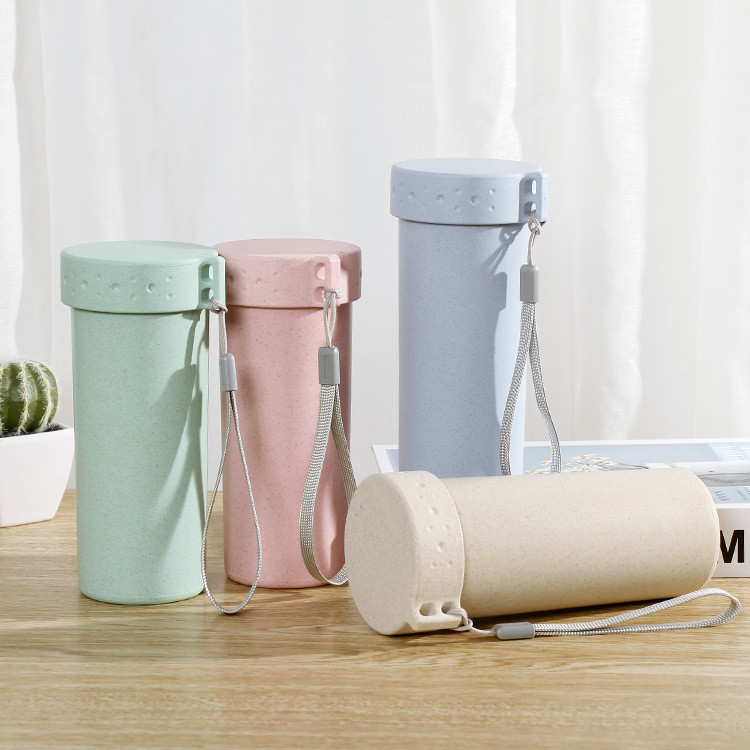 Factory in stock wheat straw cup pp plastic sports water cup promotional gifts hand cup monochrome logo