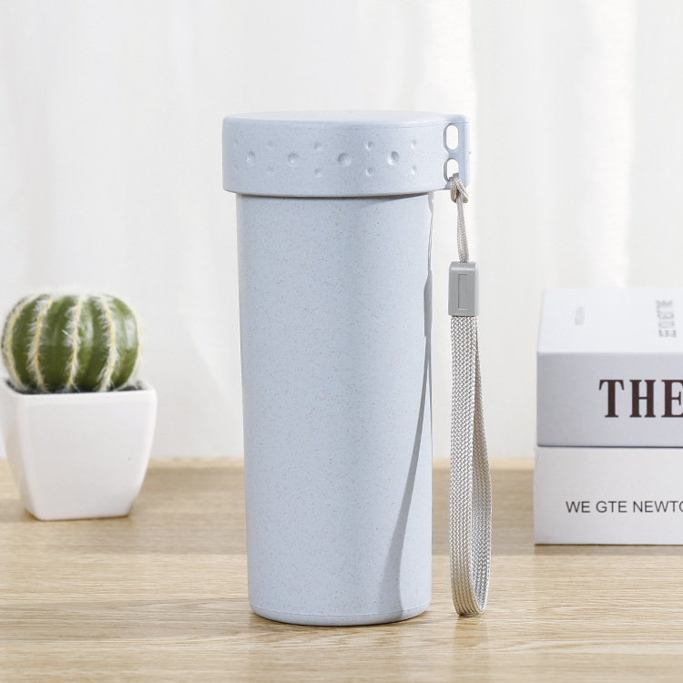 Factory in stock wheat straw cup pp plastic sports water cup promotional gifts hand cup monochrome logo