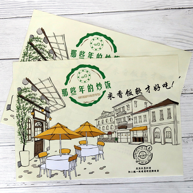 Source Manufacturer Disposable Mattress Paper Customized Printing Pattern Menu Western Restaurant Mattress Paper Restaurant Mattress Paper