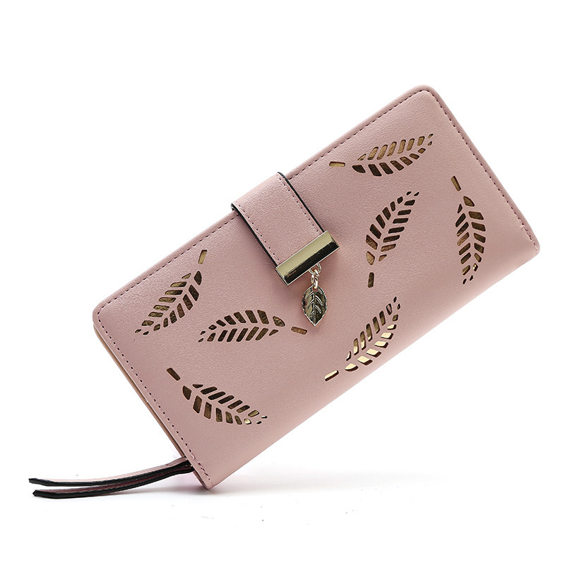 Manufacturer's New Korean Style Women's Wallet, Long Fashion Clutch Bag with Hollow Leaf Zipper and Clasp, Women's Handbag