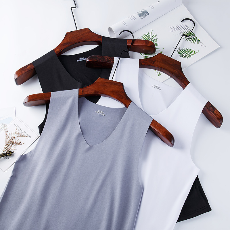 Летний бесшовный жилет из льняного шелка для мужчин облегающего кроя спортивный фитнес безрукавный дышащий оптовая продажа