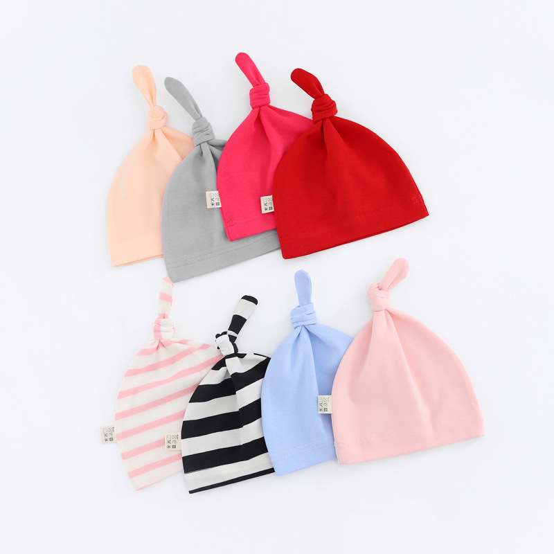 Foreign trade Europe and the United States children's knot cap baby cap baby hat solid color 20 color newborn correction cap
