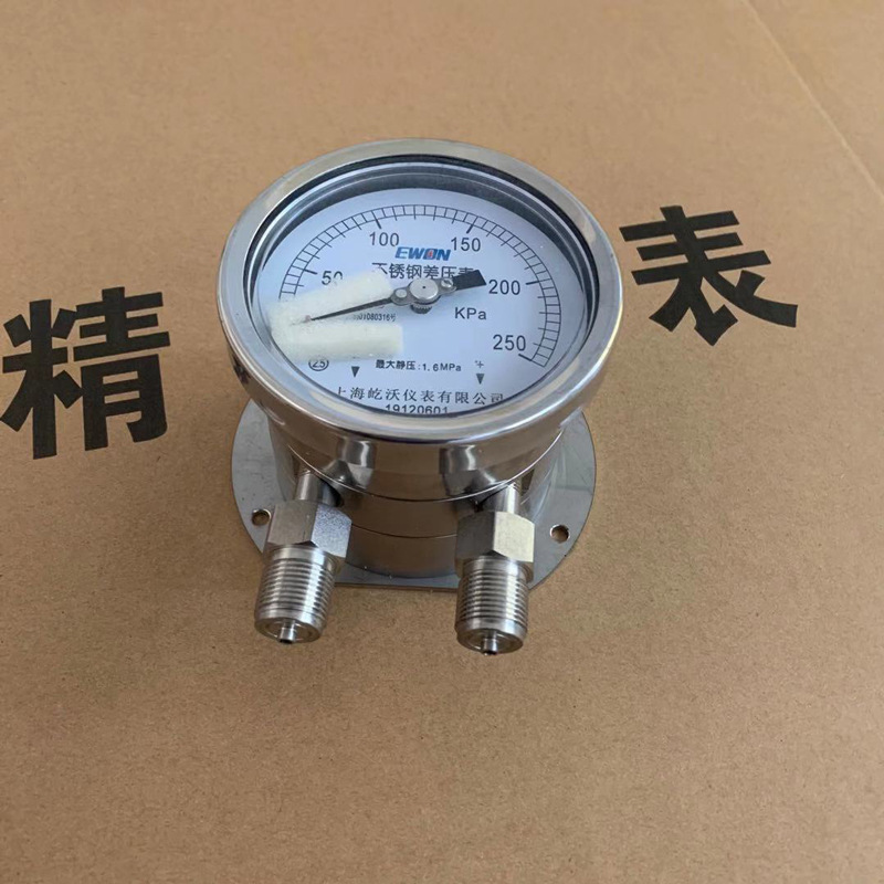 Customized 304 Stainless Steel Shock-Resistant Differential Pressure Gauge Cyw100B Cyw150B Differential Pressure Gauge 60Kpa Radial Backside 316