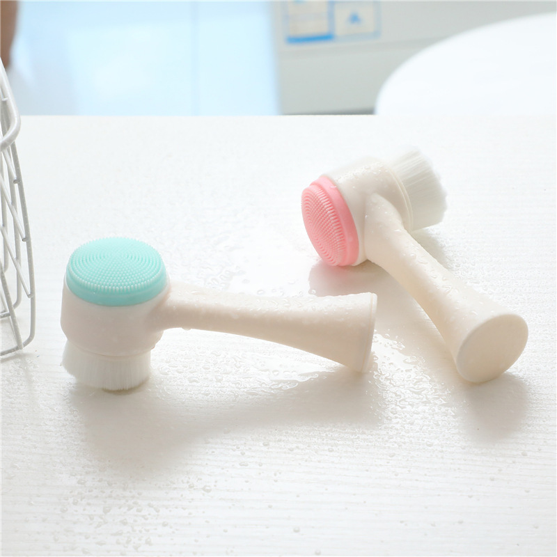 Double-Sided Face Wash Brush Soft-Bristled Silicone Face Wash Instrument Manual Face Wash Brush Douyin Face Wash Brush Deep Cleaning Pore Device