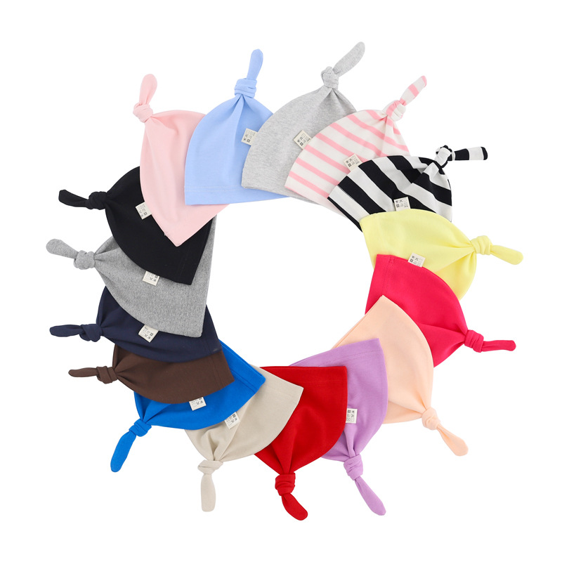 Импорт из Европы и США, детская шапка с узлом, однотонная шапка для новорожденных, 20 цветов