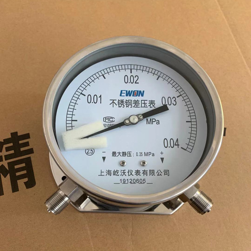 Customized 304 Stainless Steel Shock-Resistant Differential Pressure Gauge Cyw100B Cyw150B Differential Pressure Gauge 60Kpa Radial Backside 316
