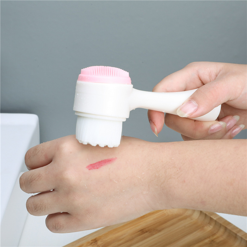 Double-Sided Face Wash Brush Soft-Bristled Silicone Face Wash Instrument Manual Face Wash Brush Douyin Face Wash Brush Deep Cleaning Pore Device