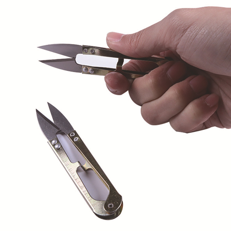 Weijian Cross-Stitch Embroidery U-Shaped V-Shaped Electroplated Yarn Scissors Small Scissors for Trimming Flowers and Cutting Thread Ends, Quick Cast Steel Scissors