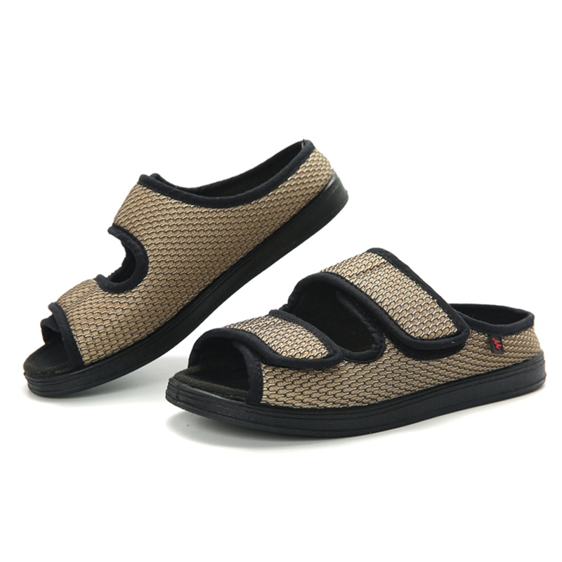 Qivige Spring and Summer Online New Slippers with Wide Feet and Swollen Feet and Big Bones Can Be Opened with Soft and Comfortable Cloth Shoes
