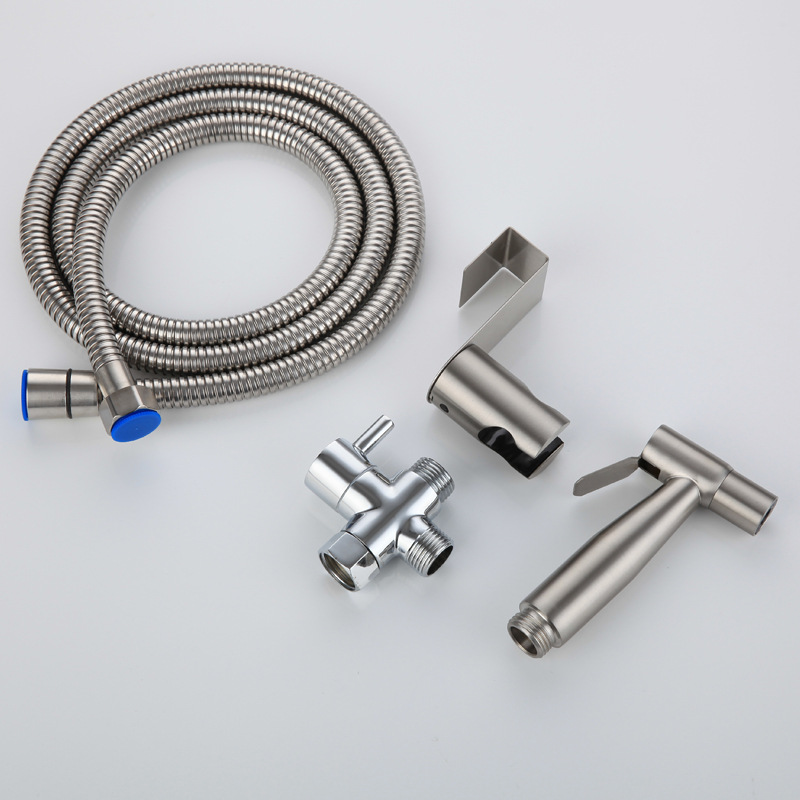 Cross-Border 304 Stainless Steel High-Pressure Bidet Set Us Standard 7/8 Toilet Flushing Nozzle Pressurized Toilet Spray Gun